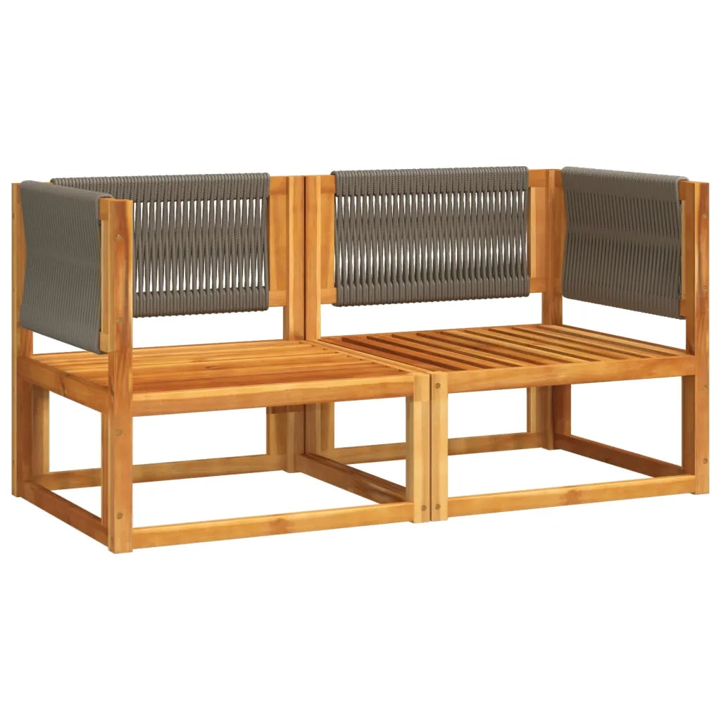 Divani da Giardino Angolari con Cuscini 2 pz in Legno di Acacia e Corda