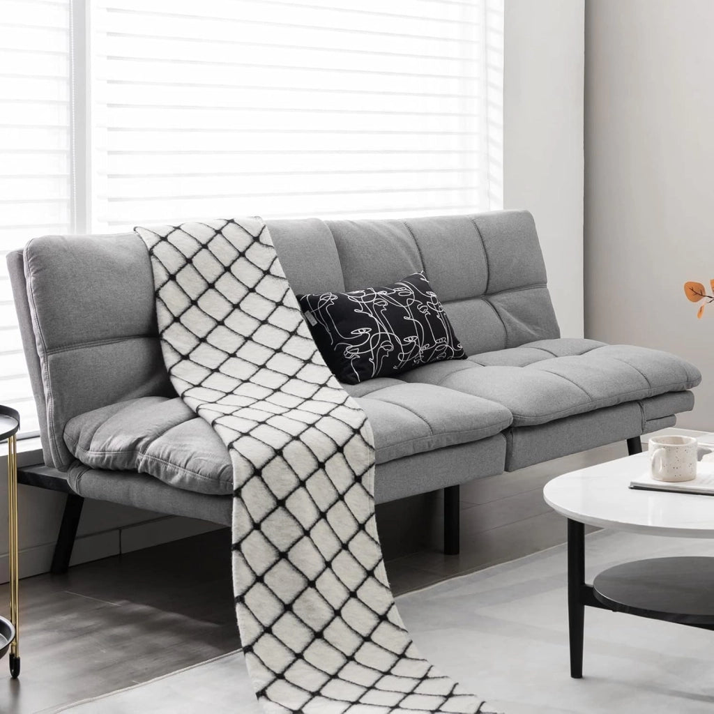 Divano Letto Convertibile, Schiuma di Memoria con Schienale e Poggiatesta Regolabili, Schienale Regolabile in 3 Posizioni, Multiuso e Moderno, per Camera da Letto Salone Balcone (Grigio)