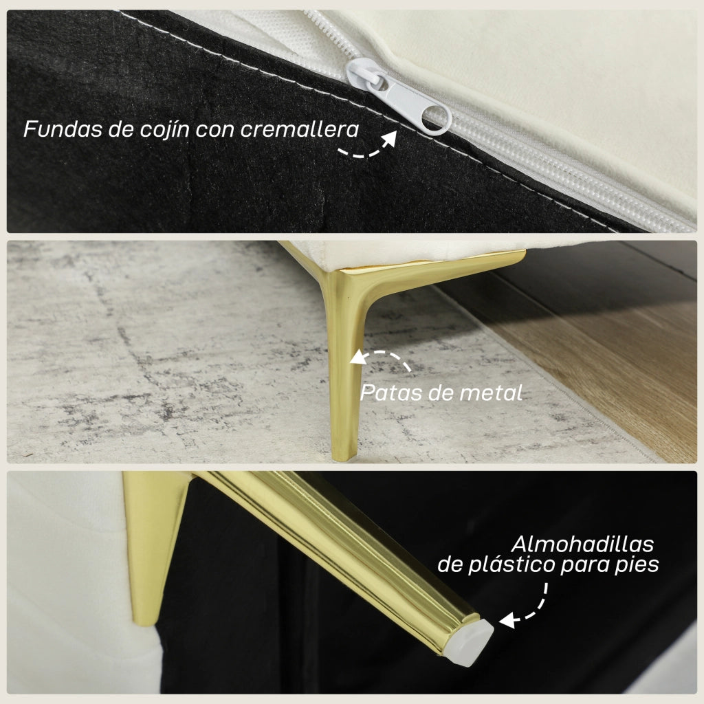 Poltrona imbottita in velluto ¨C Zephmum ¨C Crema 81x77x81 cm