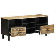 Mobile Porta TV Nero 100x33,5x46 cm Legno Massello Mango Grezzo 4018646