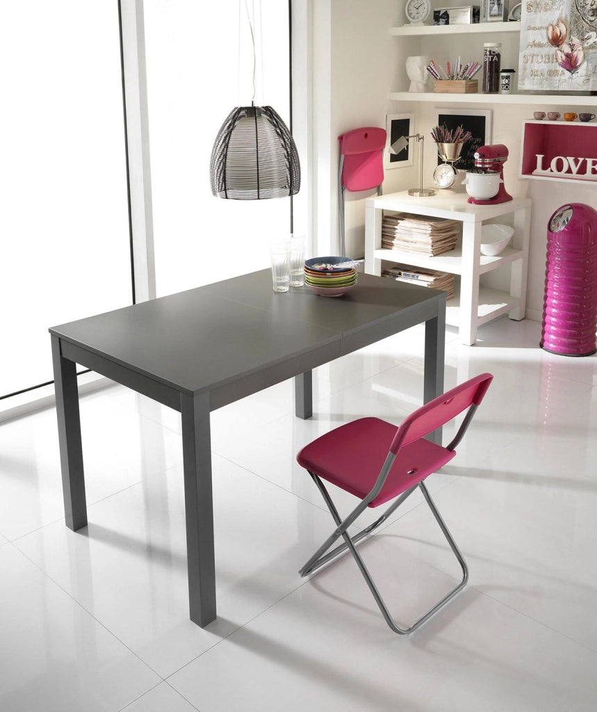 Tavolo Allungabile 130/210x80x76 cm in Legno Top in Melaminico Grigio Scuro