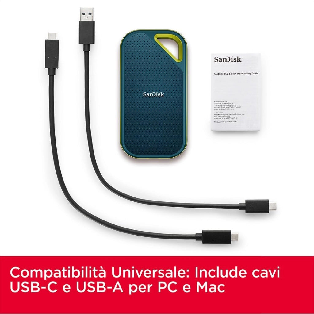 Extreme PRO 2 TB SSD portatile (velocità massima di 2000 MB/s, crittografia hardware a 256 bit, la protezione da cadute da un massimo di tre metri, protezione contro acqua e polvere) Monterey