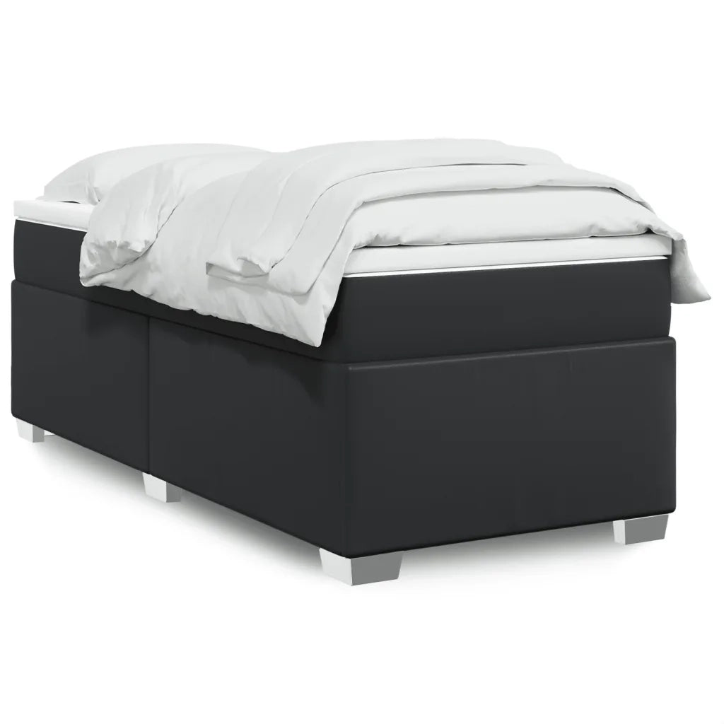 Giroletto a Molle con Materasso Nero 90x200 cm in Similpelle