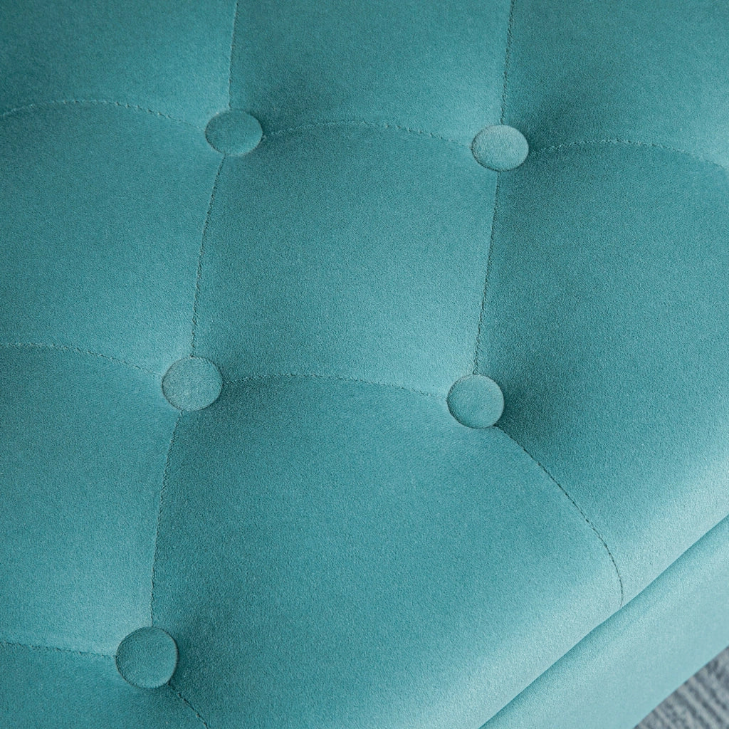 Panca contenitore in effetto velluto con seduta imbottita e braccioli, in poliestere verde 126 × 48,5 × 57 cm