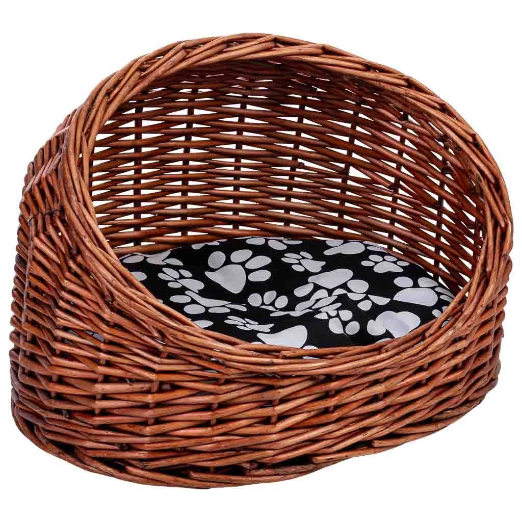 Lettino per animali domestici in vimini marrone 40x30x30 cm