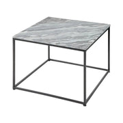 Tavolino VORTEX 50 cm in marmo grigio lucido con struttura in metallo nero