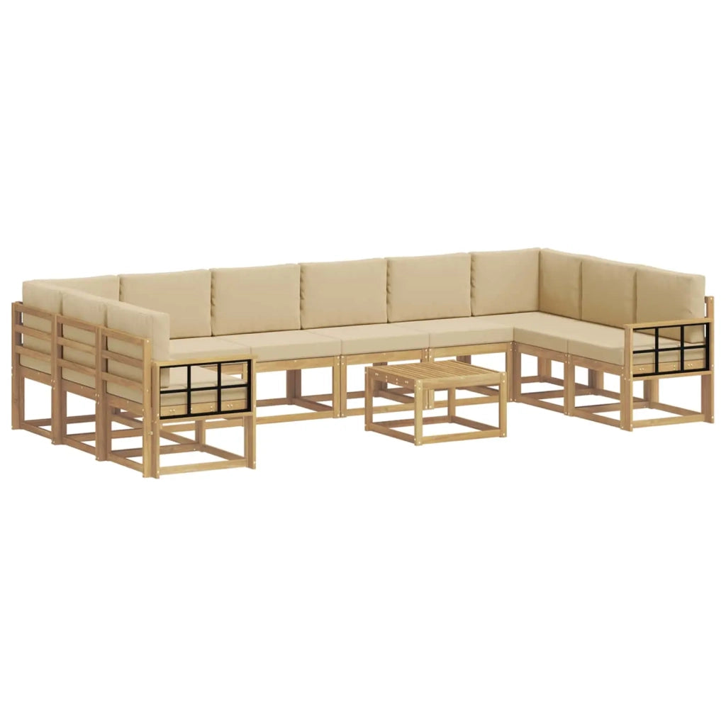 Set di divani da esterno 11 pz Bianco e Beige 3388337