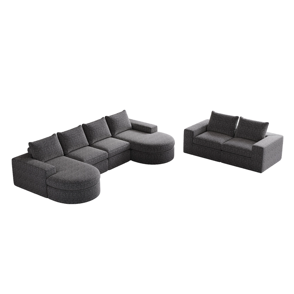 Divano modulare a L con chaise longue - Zephmum- Schiuma compressa, senza telaio
