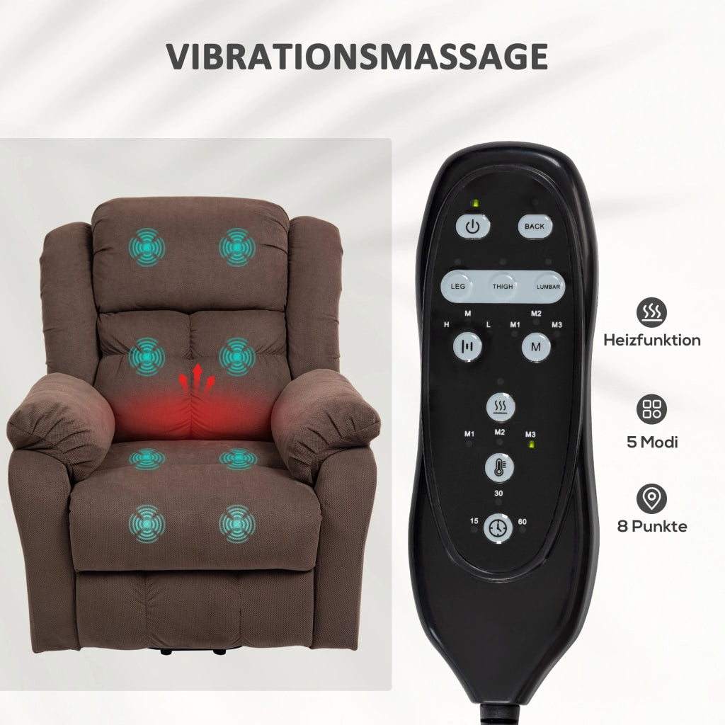 Poltrona Massaggiante Reclinabile Elettrica con Riscaldamento ¨C Minimal ¨C Marrone Scuro