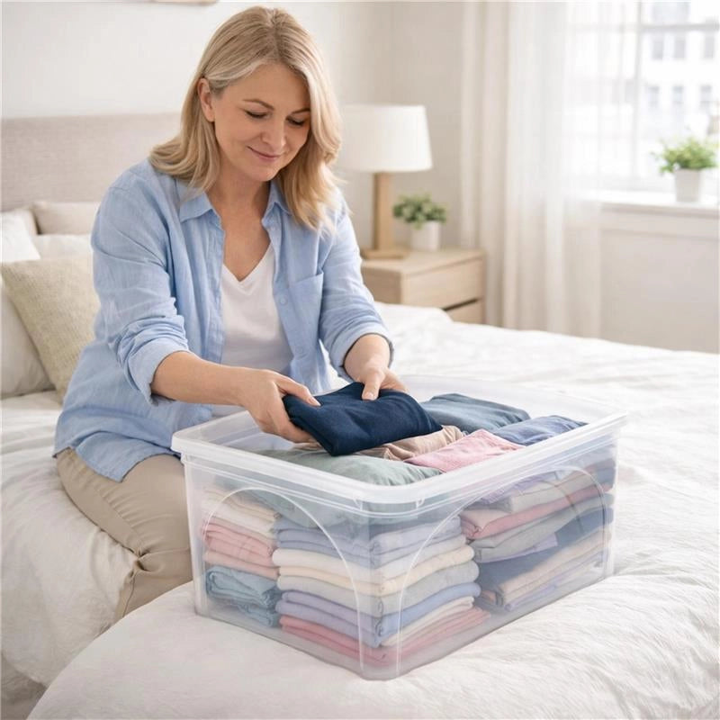 SET 3 PZ BOX PORTA INDUMENTI CON RUOTE DIMENSIONI 60X40X28CM  E COPERCHIO BIANCO