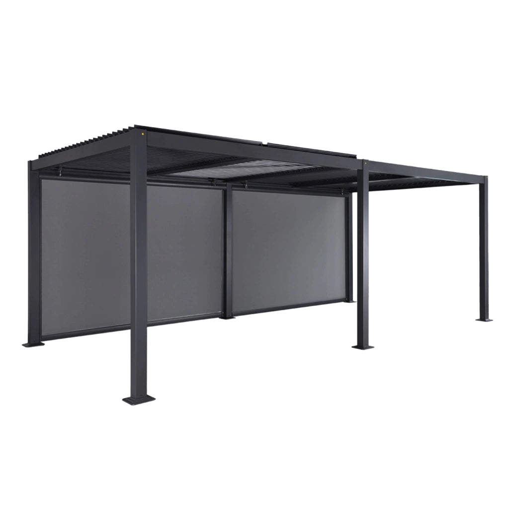Pergola bioclimatica 3x6m + 2 tende 3m, antracite