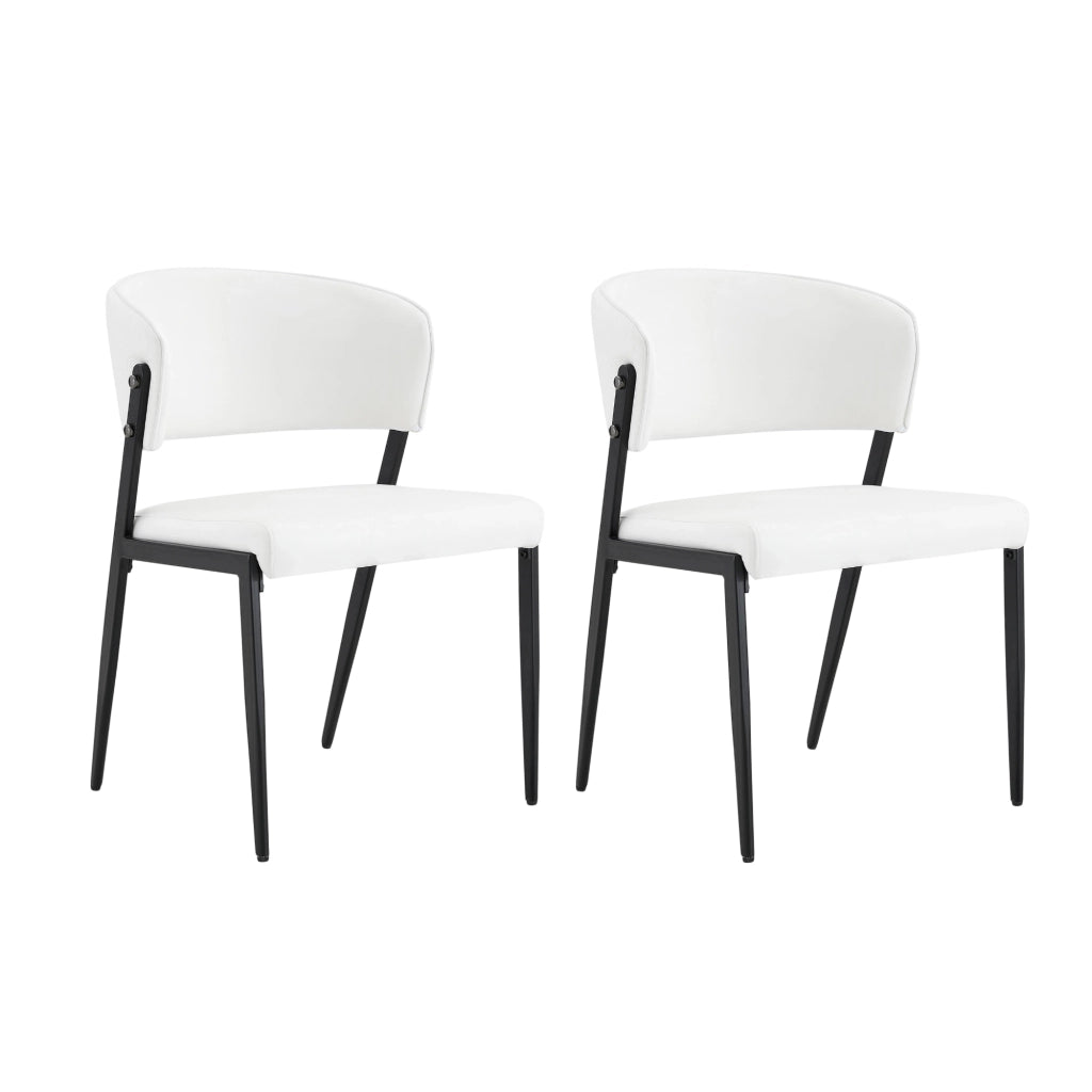 Set di 2 sedie da pranzo imbottite in PU bianco