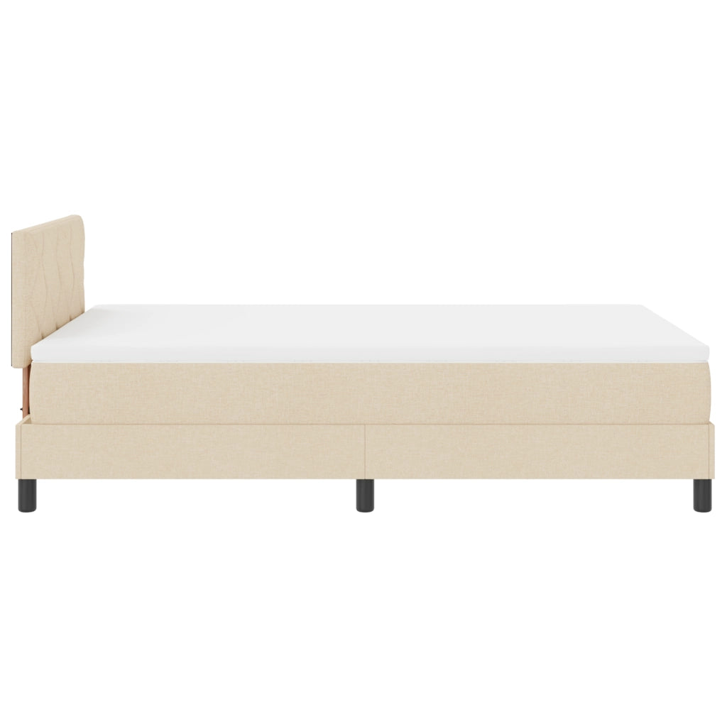 Letto a Box Spring con Materasso e Luce LED Color Crema 120x200 cm in Tessuto