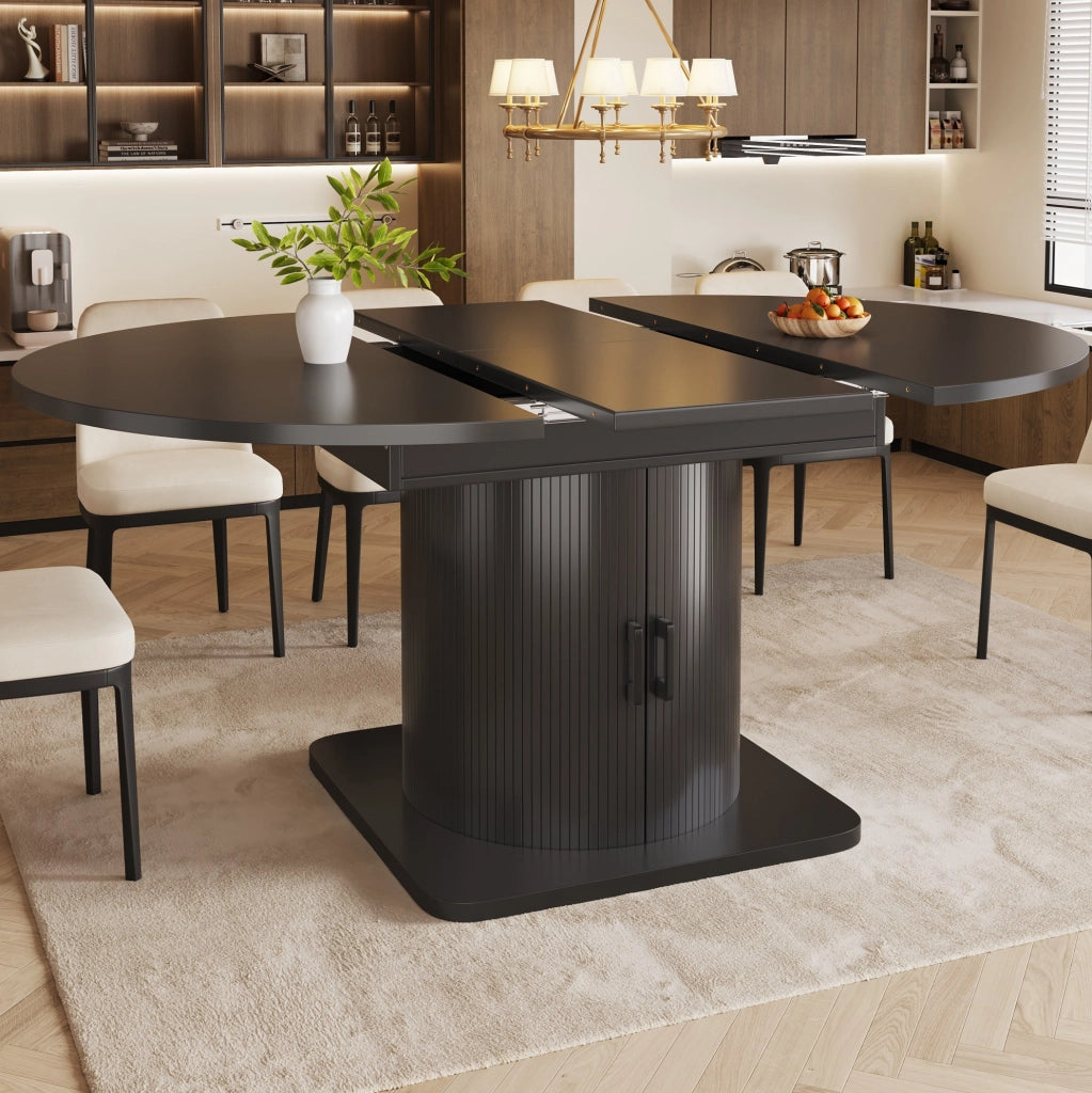 Tavolo da pranzo allungabile con contenitore in MDF nero