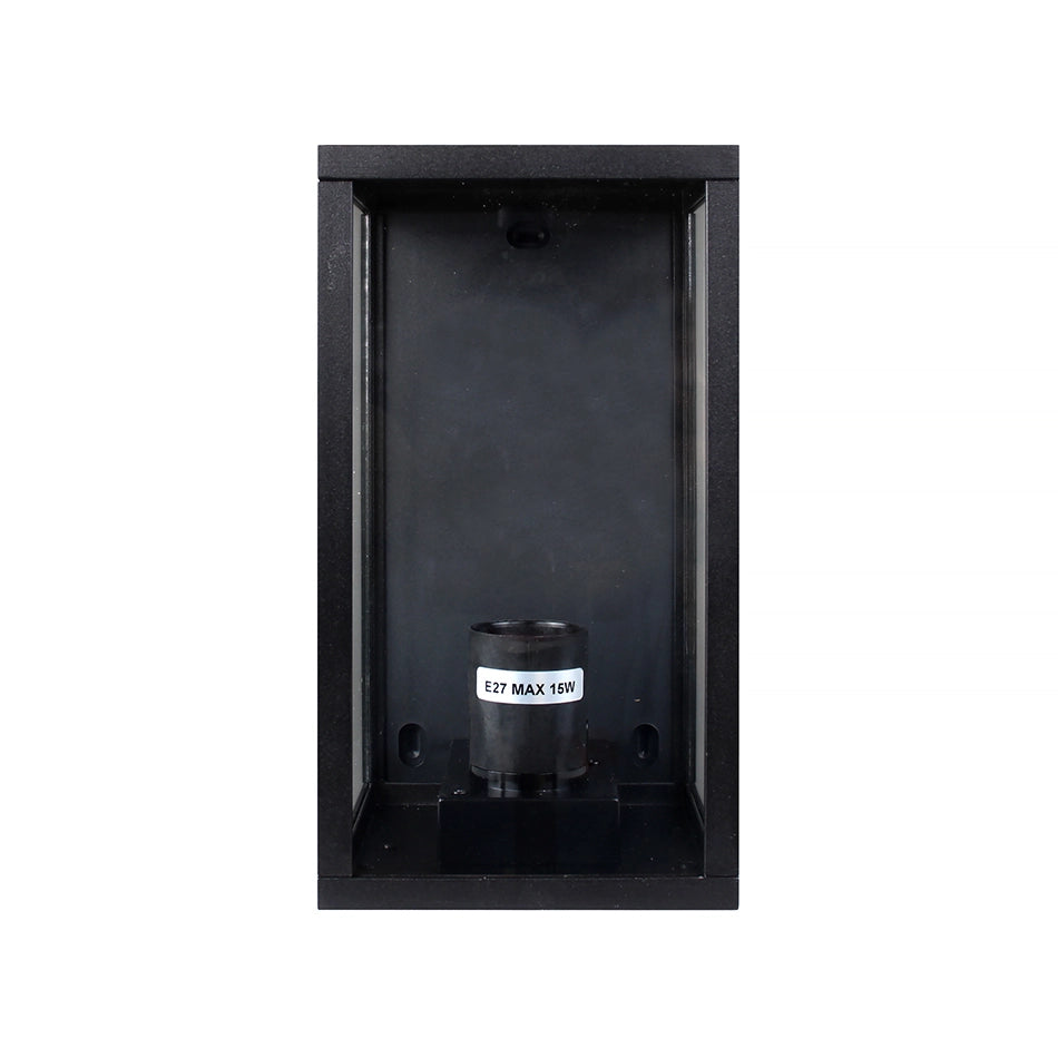 LAMPADA DA PARETE IP44 PER INTERNI ED ESTERNO IN ALLUMINIO NERO CON ATTACCO E27 - IDEALE PER GIARDINI INGRESSI E VERANDE