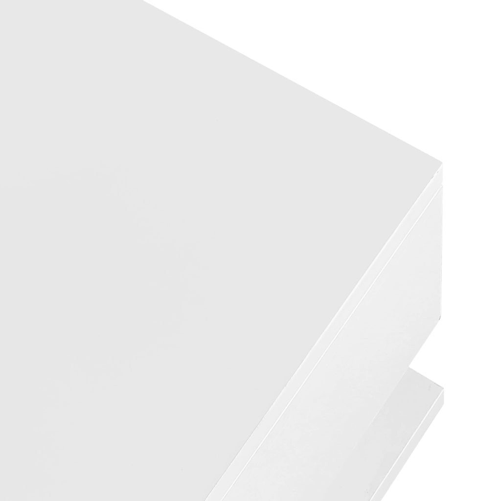 Tavolino da salotto 105x55x32.5 cm; piano in vetro temperato con LED regolabili; pannello truciolare bianco