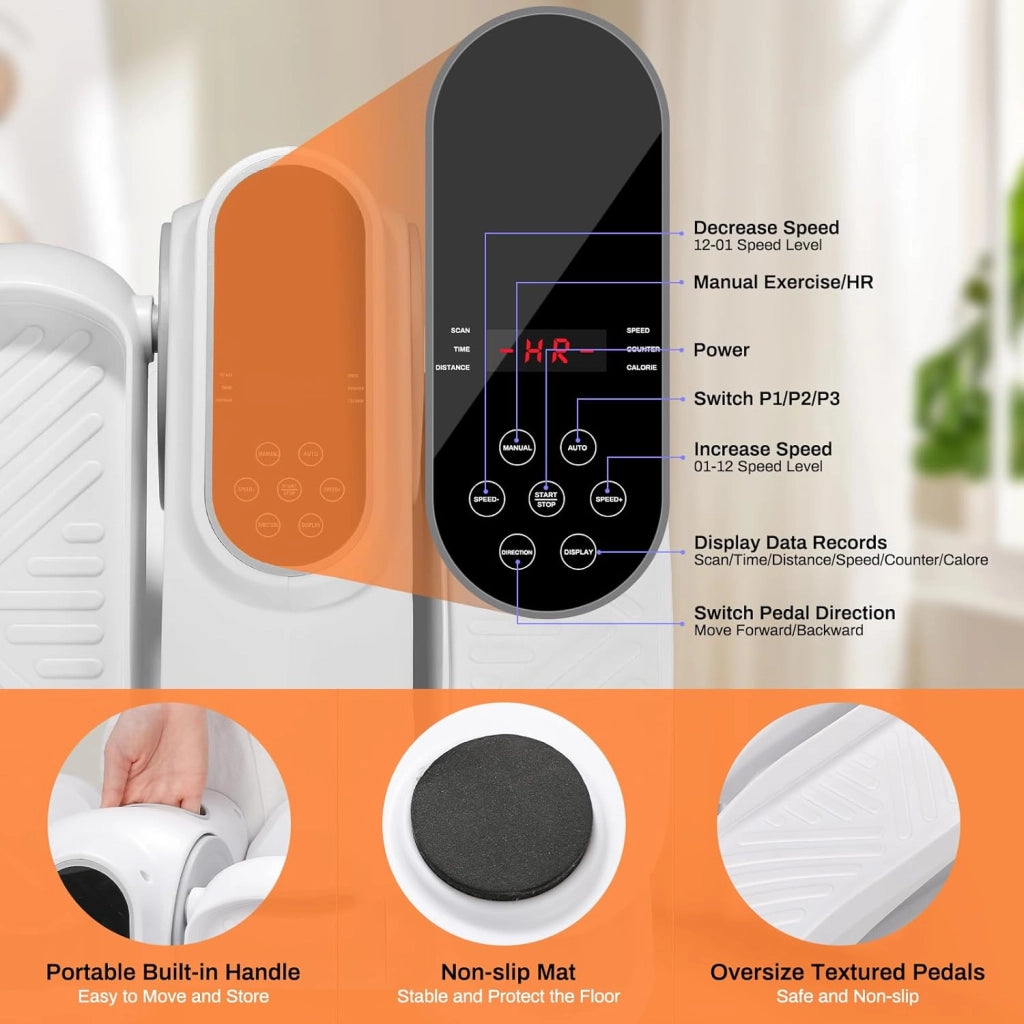 Trainer ellittico elettrico sotto scrivania con telecomando Trainer ellittico Pedal Trainer Trainer per gambe Stepper a velocità regolabile per Home Office Adolescenti per anziani e adulti