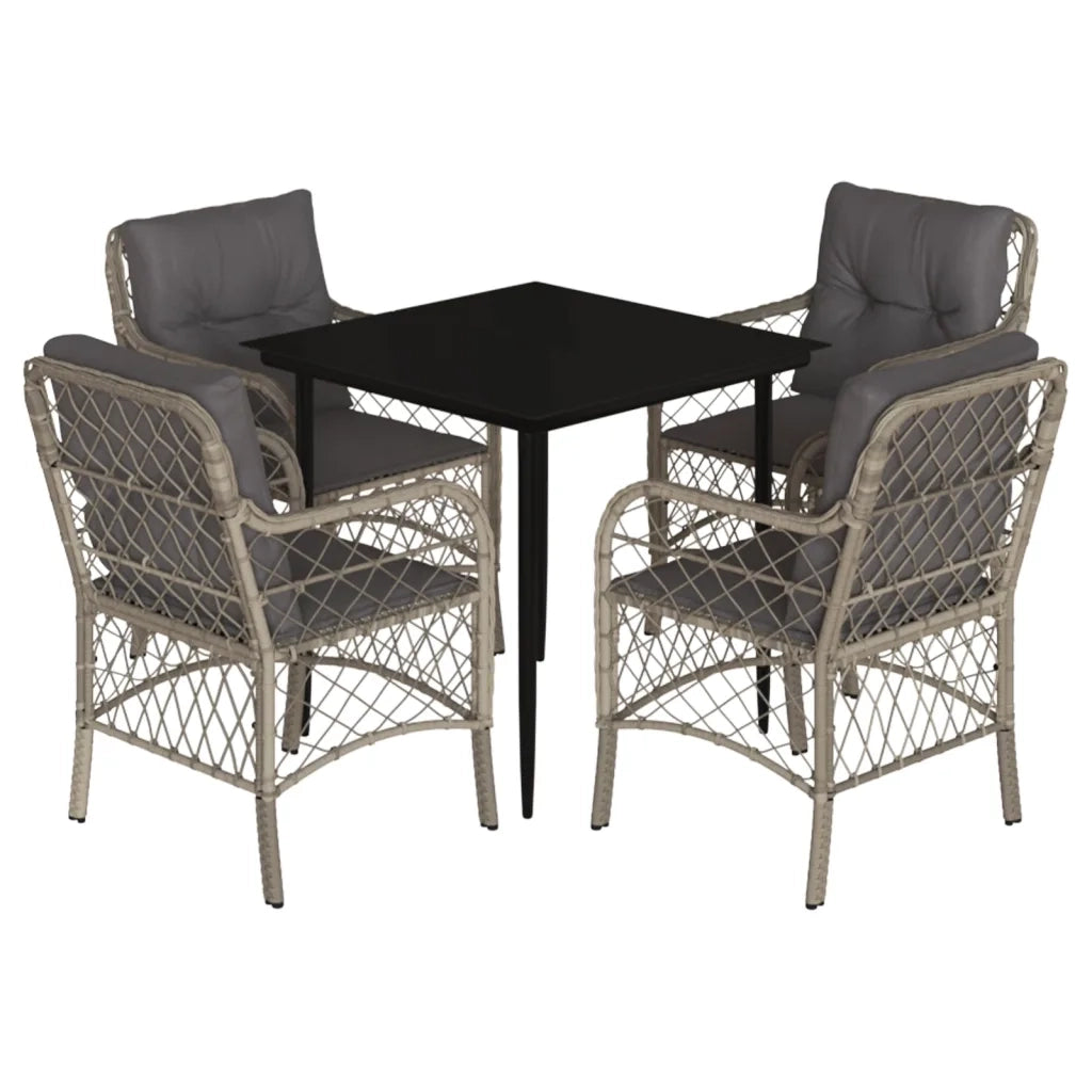 Set Pranzo da Giardino 5pz con Cuscini Grigio Chiaro Polyrattancod mxl 111208