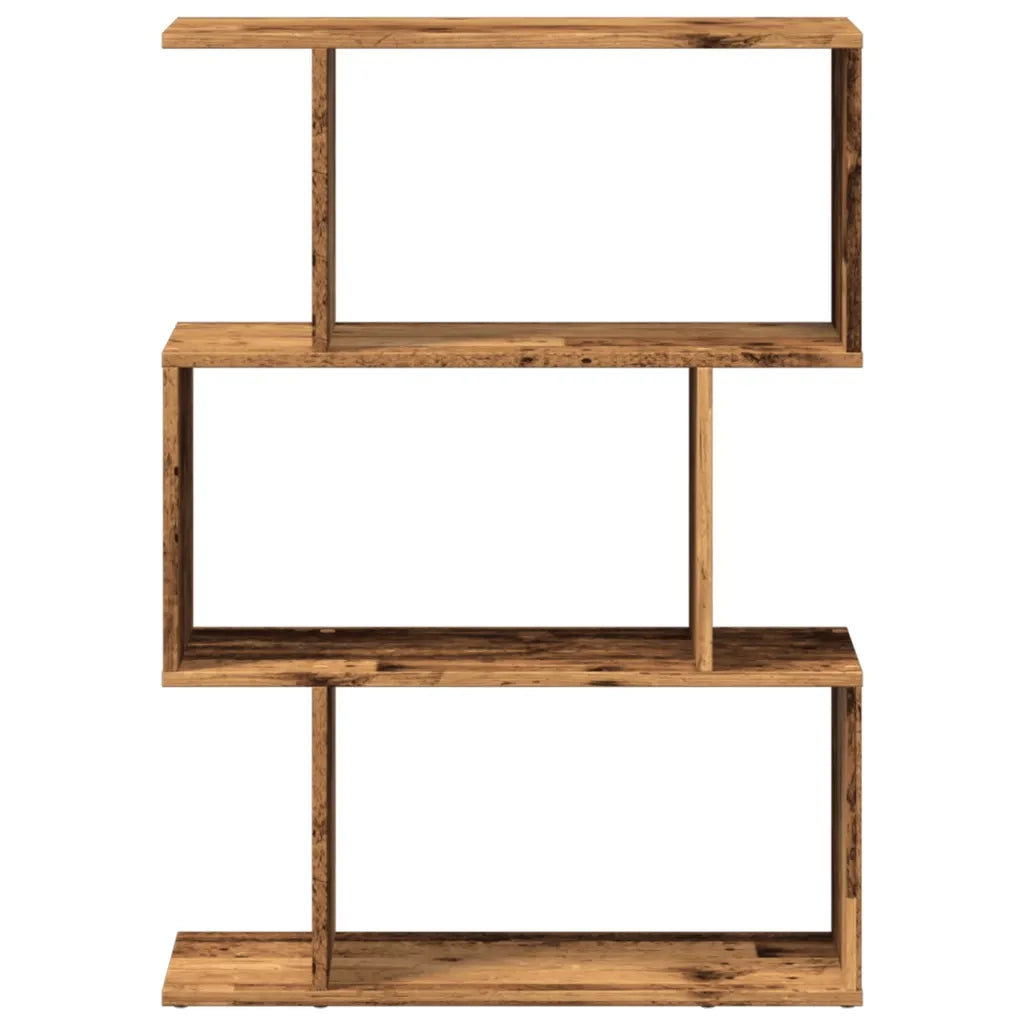 Libreria Divisorio 3 Ripiani-Scaffale per Libri-Mobile di Stoccaggio Legno Antico 70x24x97 cm Truciolato