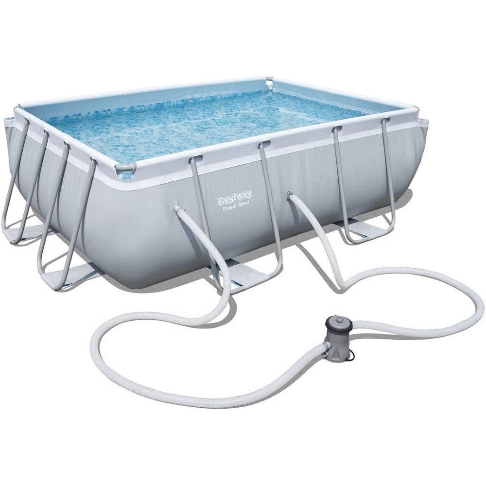 Trade Shop - Piscina Fuori Terra Rettangolare Power Steel 282x196x84cm Pompa Filtraggio 56629 -