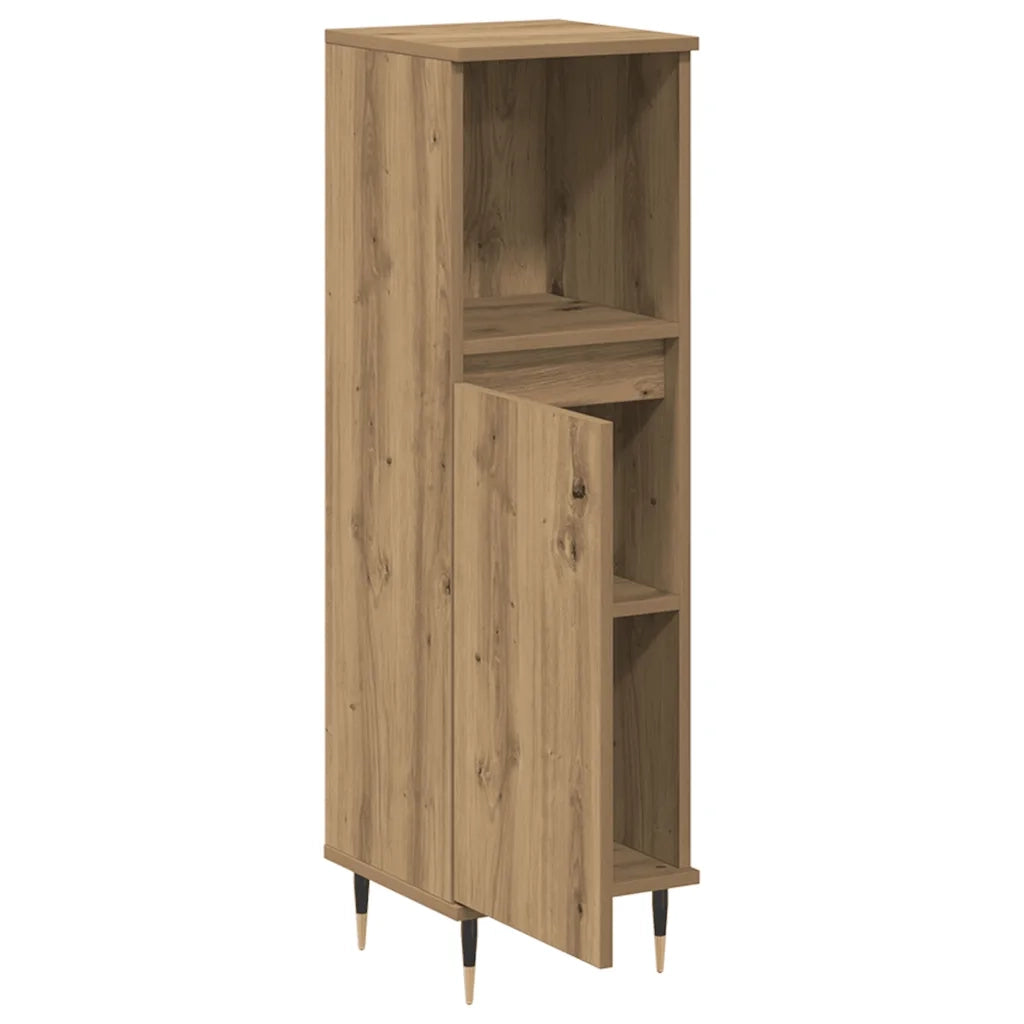 Armadietto da Bagno Rovere Artigianale 30x30x100 cm Truciolato 857206