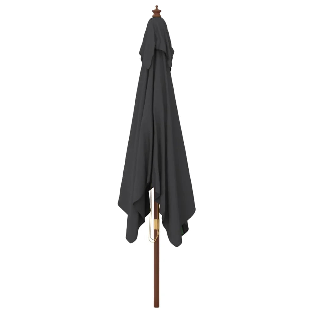 Ombrellone da giardino con palo in legno 300 x 300 x 273 cm nero 02_0008345