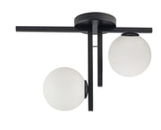 Plafoniera nera Andy 2 globi bianchi vetro G9 Sigma