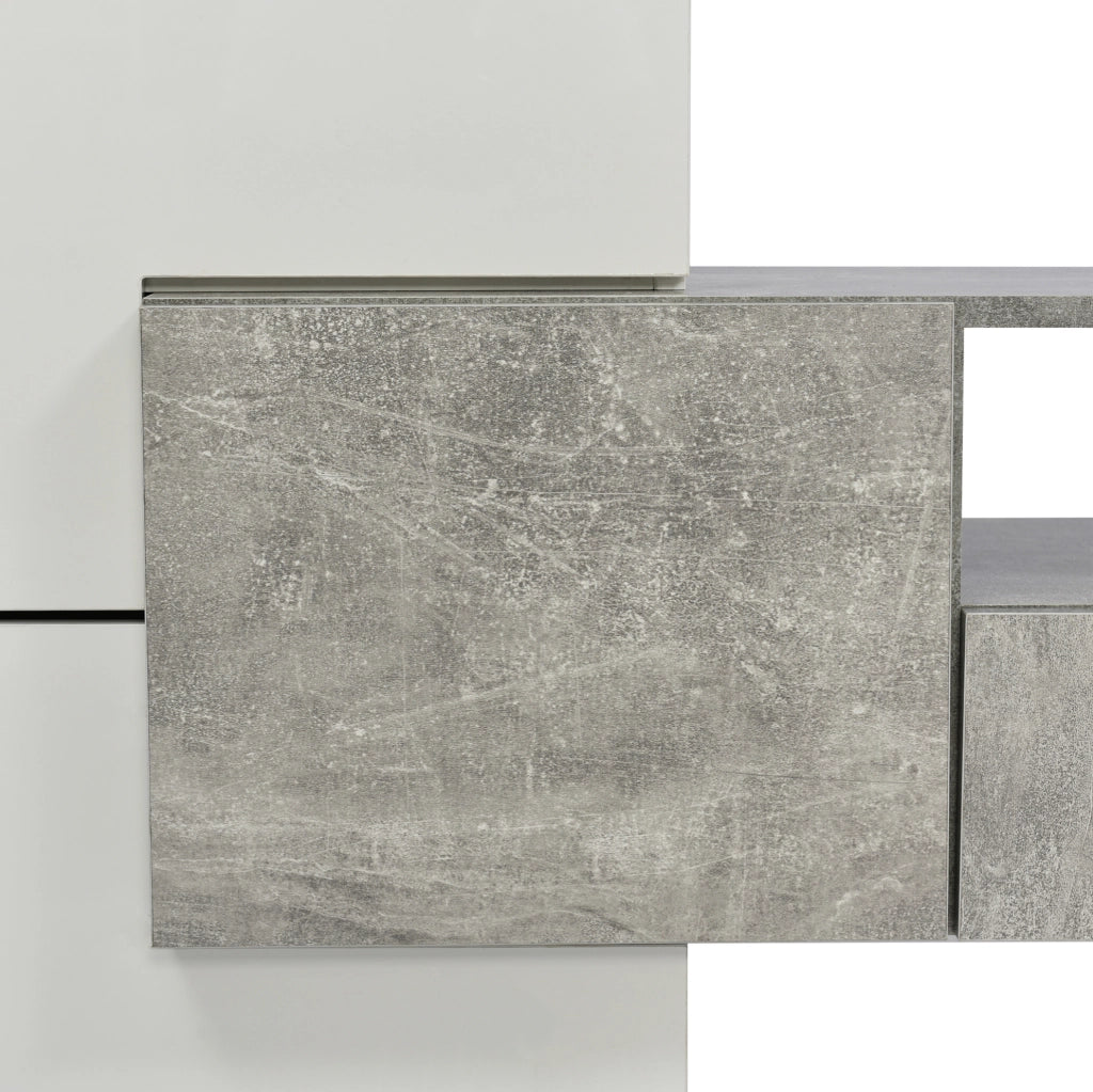Mobile TV 200x35x60 cm; LED multicolore controllabile via app; MDF; grigio