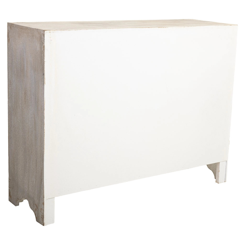 Credenza in legno con 2 porte in finitura invecchiata 120x38x92