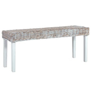 Panca 110 cm Bianca in Rattan Naturale Kubu e Massello di Mango