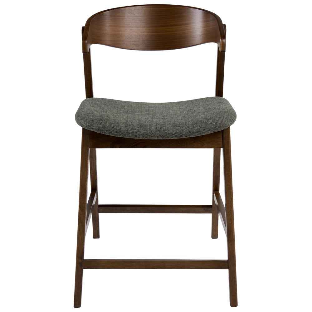 Set di 2 sedie da bar in tessuto di poliestere verde scuro con gambe in legno di gomma stile retrò tradizionale