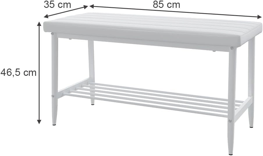 Panca Grand, Bianco, 85 x 35 cm, per l’utilizzo come set da pranzo in cucina o sala da pranzo