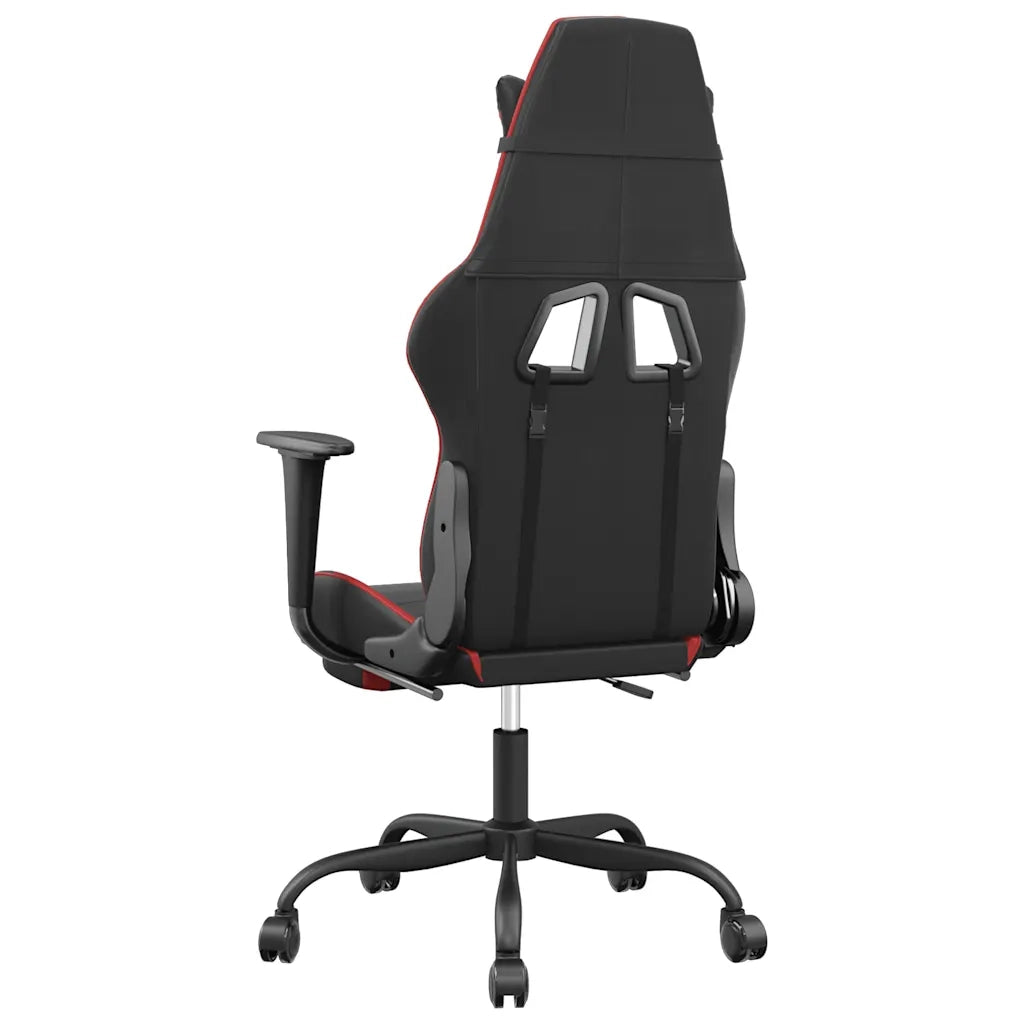 Sedia da Gaming | Sedia da e-sports Massaggio Poggiapiedi Nero e Rosso Similpelle