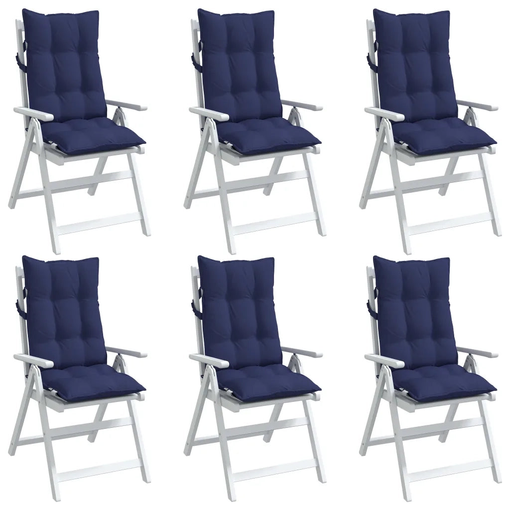 Cuscini Sedia con Schienale Alto 6 pz Blu Marino Tessuto Oxford 377670