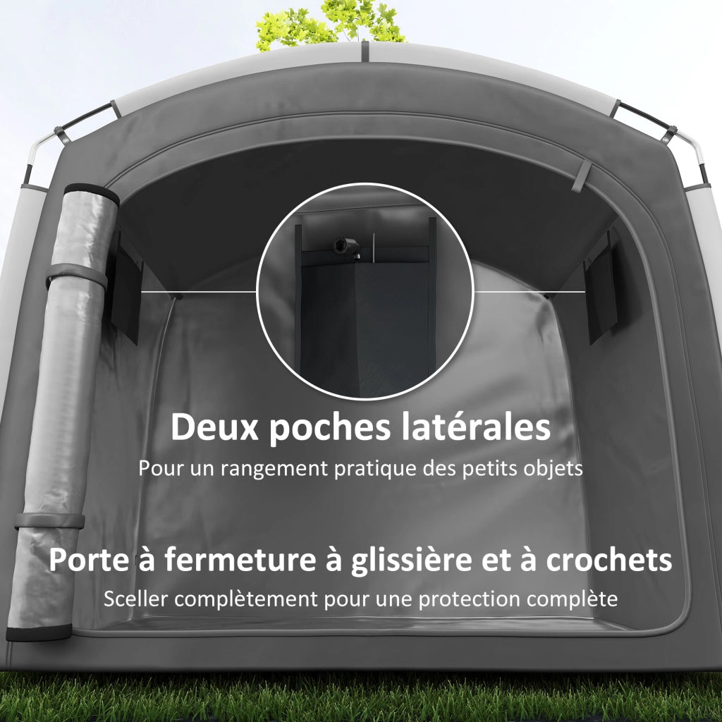 Tenda per Biciclette 3-4 Posti ¨C Xylo ¨C 205x140x188 cm Grigio Scuro con 2 Tasche Laterali