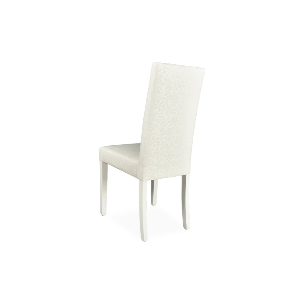 Set 2 Sedie Montecarlo 3 bottoni tessuto bianco con decoro floreale