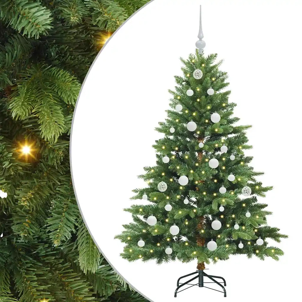 Albero di Natale | Decorazioni natalizie artificiale con 150 LED Verde 150 cm PE e PVC