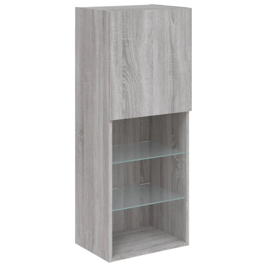 Mobili TV a Muro con LED 4pz Grigio Sonoma in Legno Multistrato 3216666