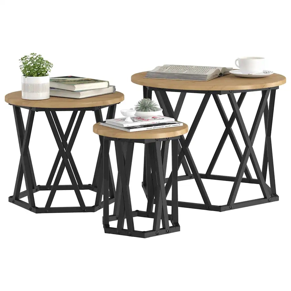 Tavolo Laterale Nesting 3 pcs Rovere artigianale 868260