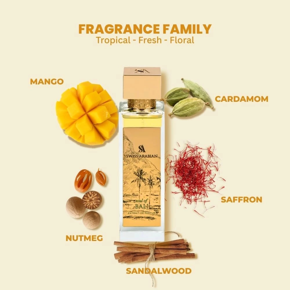 Soul of Bali Extrait Spray Unisex 100 ml – Profumo di lusso di lunga durata per uomo e donna – Profumo esotico con note floreali orientali