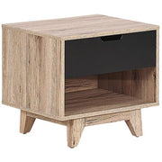 Comodino in legno chiaro con 1 cassetto Nero 46 x 50 cm minimalista scandinavo