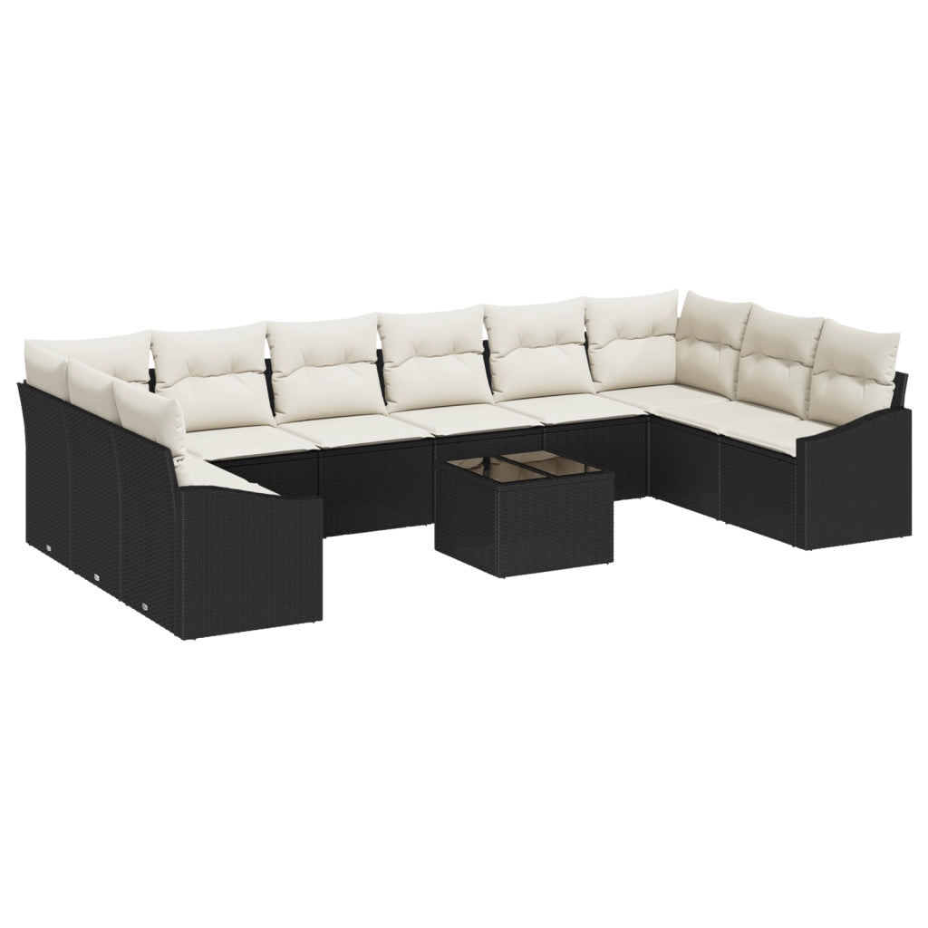 Set da Pranzo da Giardino da 10 Pezzi con Cuscini Rattan Polare Beige