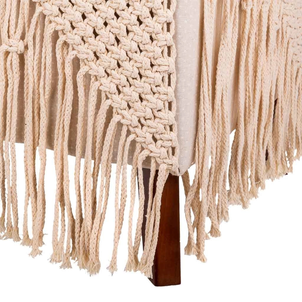Puf in cotone intrecciato panna 45x45x45h