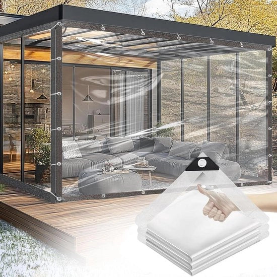 Dekzeil trasparente per esterni 3 x 5 m Aggiornamento più recente - Scheure, Inslagringhe, Protezione da pioggia, Impermeabile, Resistente ai raggi UV
