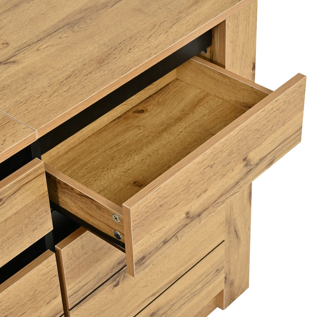 Credenza moderna in effetto legno ondulato con 3 cassetti