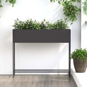 Vaso da giardino-Fioriera Esterno-Contenitore per Piante Rialzato Nero 100 x 26 x 82 cm Acciaio