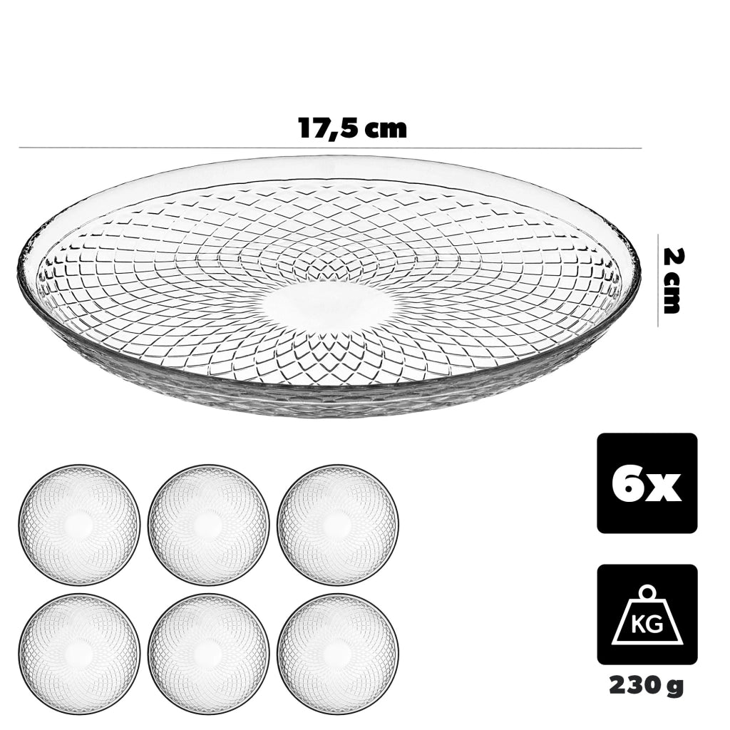 KADAX Set di 6 piatti da dessert da 17,5 cm, piatti in vetro per torte, piccoli