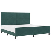 Letto matrimoniale | Letto per adulti | Letto a molle con testiera Verde Scuro 200 x 200 cm Velluto