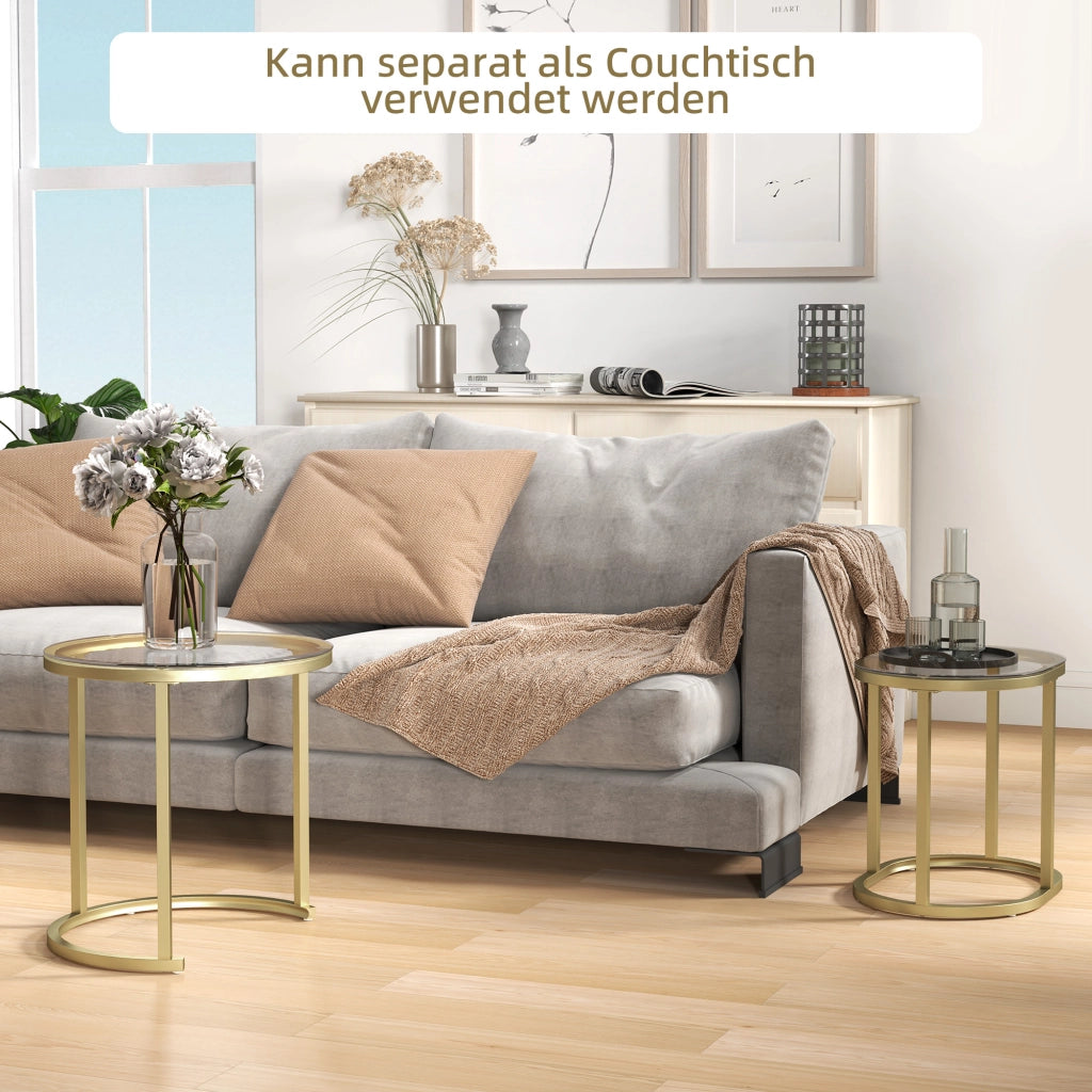 Tavolino da caff¨¨ ovale e rotondo ¨C zephmum ¨C Gold, metallo, ?50x50.5H