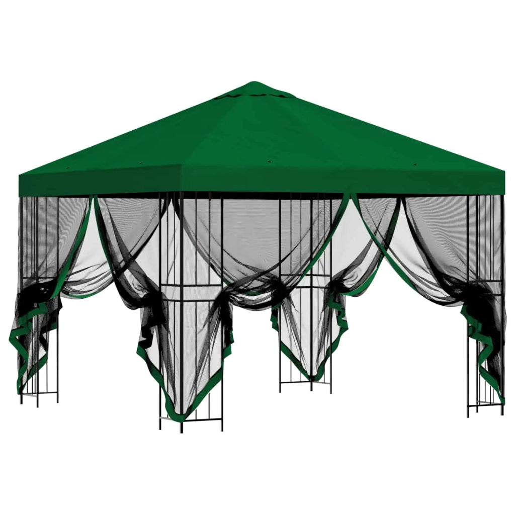 Gazebo da giardino con pareti laterali 3 x 3 m Verde